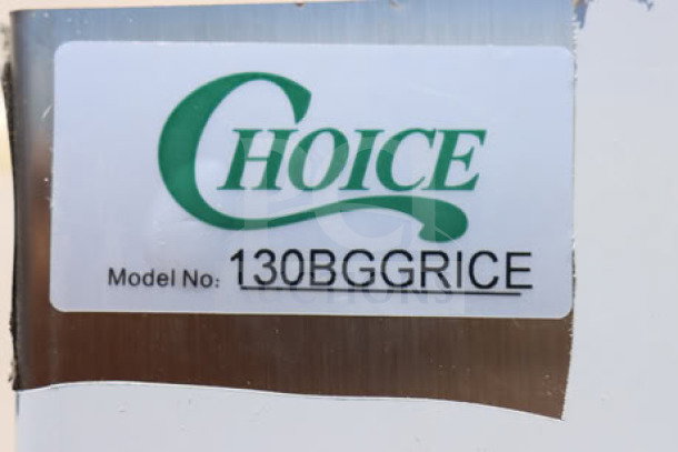 Choice 130BGGRICE Ice Bagger, brand new scratch-and-dent condition, suitable for 8-20 lb. bags, visible model label.
