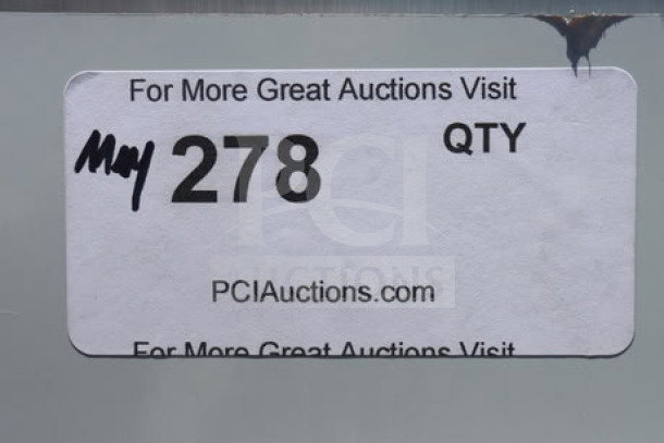Alt text: "Choice 130BGGRICE Ice Bagger, brand new, for 8 lb., 10 lb., and 20 lb. bags, auction label with lot number 278."