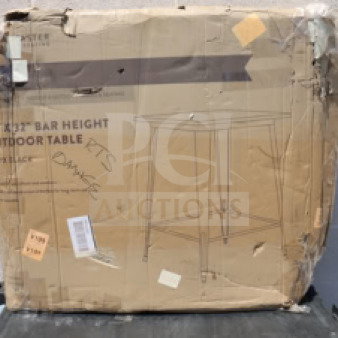 Brand new Lancaster Table & Seating 164RB323BLK 32" x 32" bar height outdoor table in damaged packaging; Onyx Black.