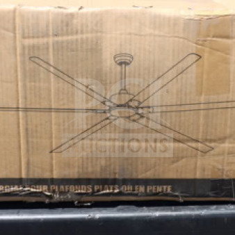 Brand new Canarm FANBOS 96" black industrial ceiling fan, model CP96BK, in damaged box; 16729 CFM, 105 RPM, 120V.