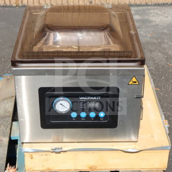 VacPak-It VMC16 chamber vacuum packaging machine, 16" seal bar, oil pump, out of box, minor scratches, serial MC211002410001193.