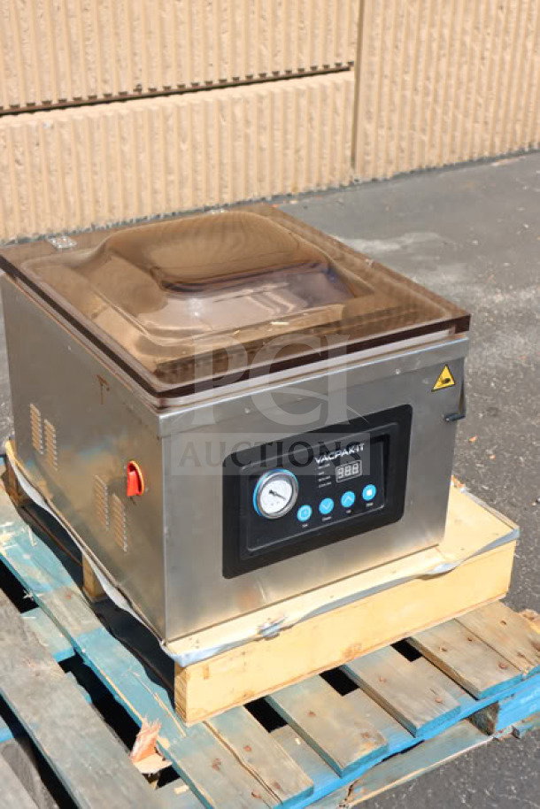 VacPak-It VMC16 chamber vacuum packaging machine with 16" seal bar. New, out of box, minor scratches visible.