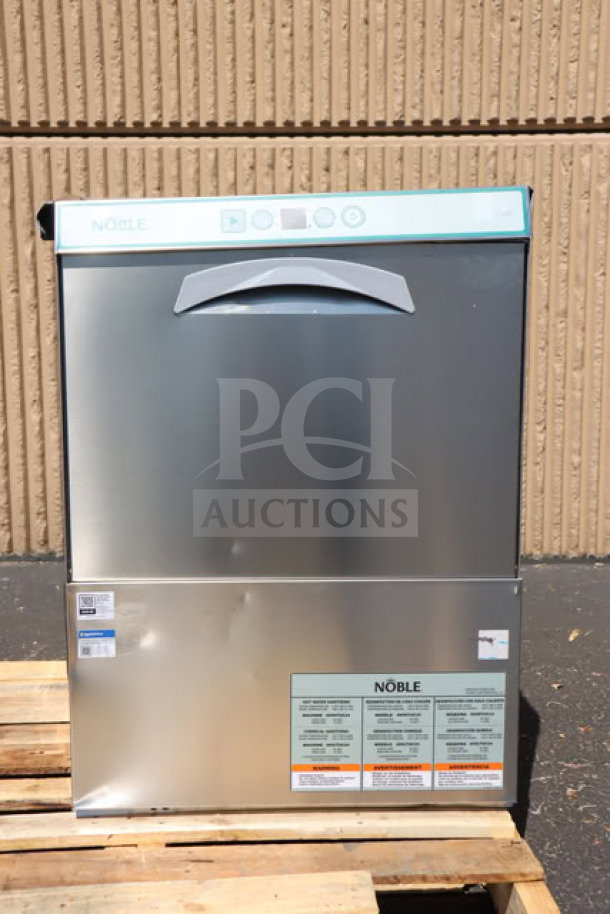 Brand new Noble Warewashing LT-UC24 dishwasher, low-temp, undercounter model, scratch-n-dent, visible brand label and controls.