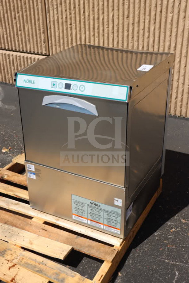 Brand new Noble Warewashing LT-UC24 undercounter dishwasher, stainless steel finish, 120V, 1 phase, minor cosmetic blemish.