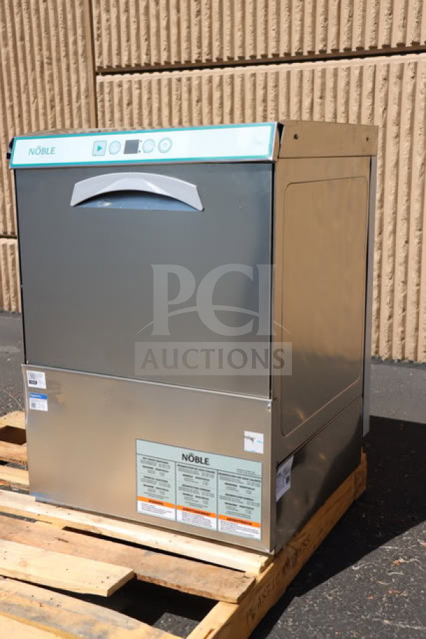 Brand new Noble Warewashing LT-UC24 low-temp undercounter dishwasher. Stainless steel, scratch-n-dent, 120V, 1 Phase.