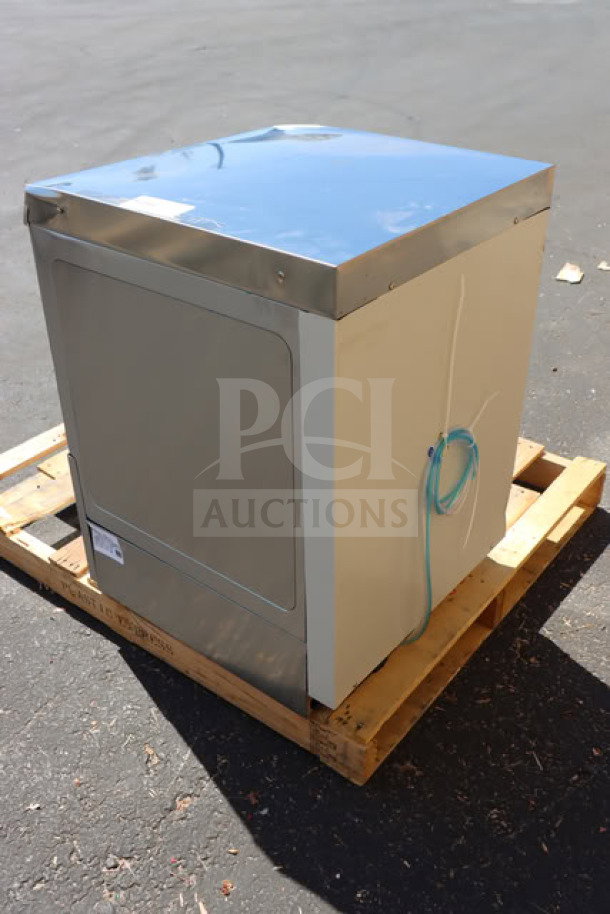 Noble Warewashing LT-UC24 dishwasher, new scratch-n-dent, stainless steel, 120V, low-temp, serial 87-3260243, on pallet.