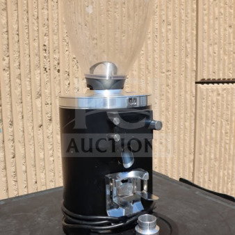 Mahlkonig E80W espresso grinder, black, 4 lb. capacity, new, scratch-n-dent condition, visible hopper, and grind controls.