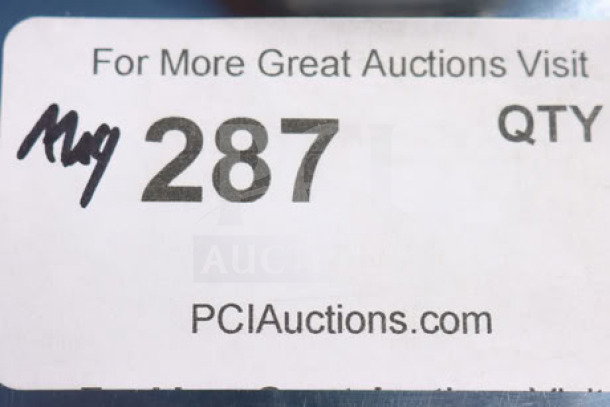 Label showing "287" with PCIauctions.com website, marking auction item details.