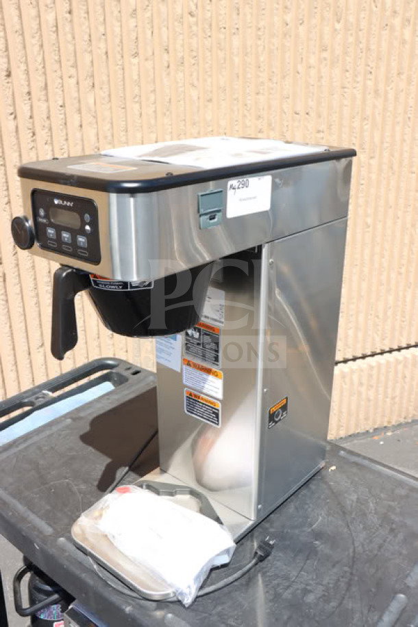 Brand new Bunn 53100.0001 BrewWISE ICB-DV coffee brewer, stainless steel, dual voltage, minor scratches and dents.