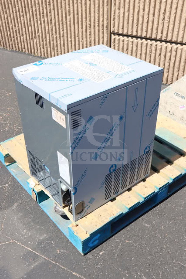 BRAND NEW Scotsman UC0918GAX-1A 18" air-cooled ice machine, un-boxed, minor scratches, dents, serial #25051330010045.