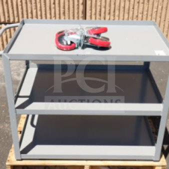 Brand new Lavex 275LSUC24363 steel utility cart, 36"x24"x35", three trays, fully welded, minor scratches, out of box.