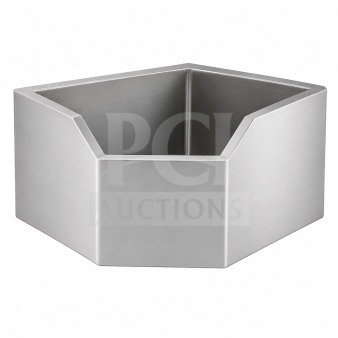 Brand new Regency 600SM202812C one-compartment corner mop sink, 16-gauge stainless steel, notched front, 28"x20"x12".