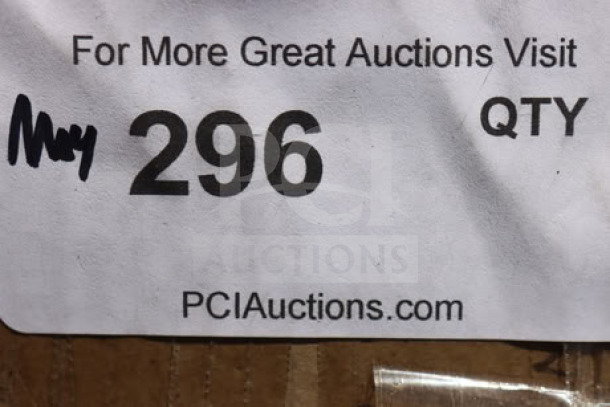 Cardboard box with a label showing "May 296," "QTY," and "PCIAuctions.com."