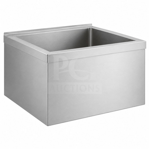 BRAND NEW SCRATCH-N-DENT Regency 600SM242412 stainless steel mop sink, 29"x24"x24"x12". Original packaging damaged.