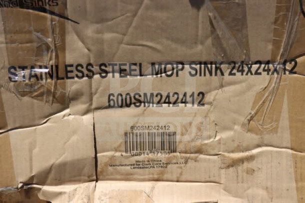 BRAND NEW SCRATCH-N-DENT Regency 600SM242412 29" 16-Gauge Stainless Steel Mop Sink, original damaged packaging.