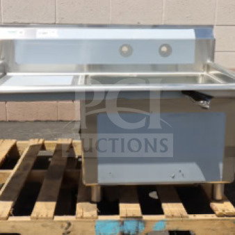 Regency 600S124241XL commercial sink, brand new, 44.5" width, stainless steel legs, cross bracing, 18" left drainboard.