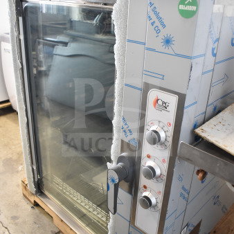 BRAND NEW Cooking Performance Group OCB210I 10 Pan Combi Oven with manual controls. Note broken glass on the door.