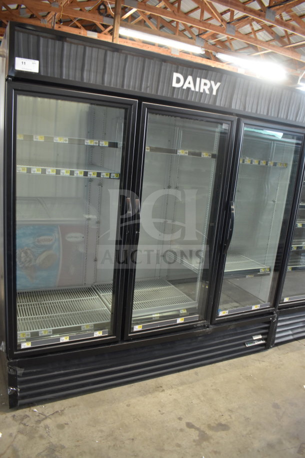 2017 True GDM-72-HC 3 Door Cooler Merchandiser, tested and working, 115V, 1 Phase, for dairy display.