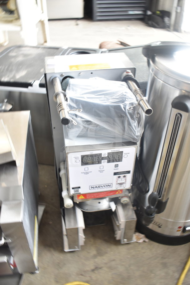 Brand new Narvon 378CSFA automatic cup sealing machine, 2025 model, 110V, 1 Phase. Includes digital display and controls.
