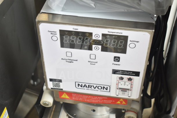 BRAND NEW Narvon 378CSFA Automatic Cup Sealing Machine, digital display, 110V, 1 Phase, visible control panel, scratch and dent.