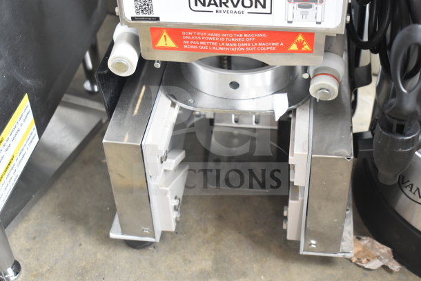 BRAND NEW Narvon 378CSFA Cup Sealing Machine, 110V, 1 Phase, 90-98 mm. Visible safety label and QR code. Scratch and dent condition.
