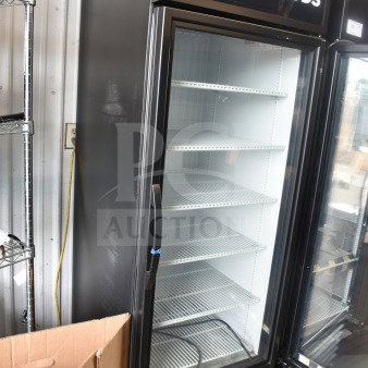 2019 True GDM-23F-HC commercial freezer, single glass door, 115V, 1-phase, "Frozen Foods" label, excellent condition.