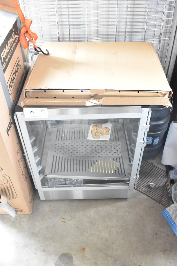 Brand new Carnival King 382HPW18D2S 18" warmer, 120V, 1-phase, minor scratches, enclosed in partial packaging.