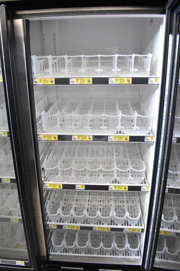 2017 True GDM-72-HC Commercial 3 Door Reach In Cooler with shelves, tested and working, ideal for merchandising.