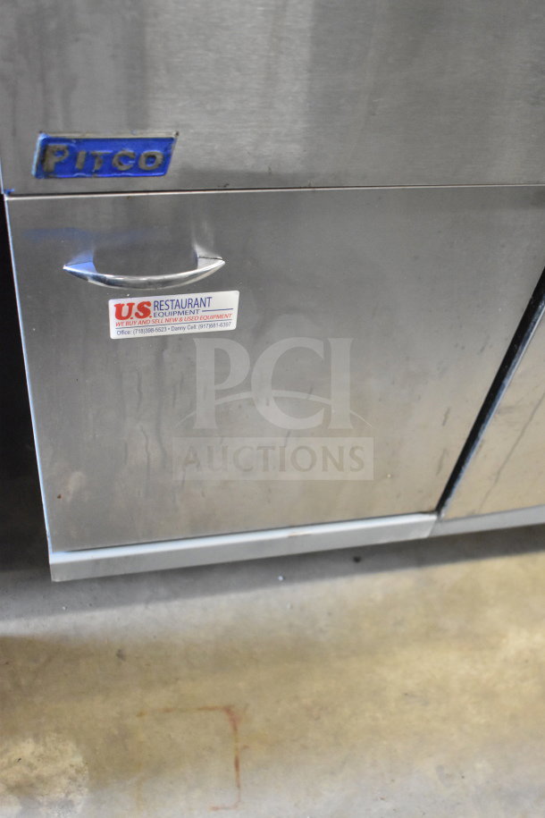 2016 Pitco Frialator 35C deep fat fryer, natural gas powered, 90,000 BTU, stainless steel, with US Restaurant Equipment tag.