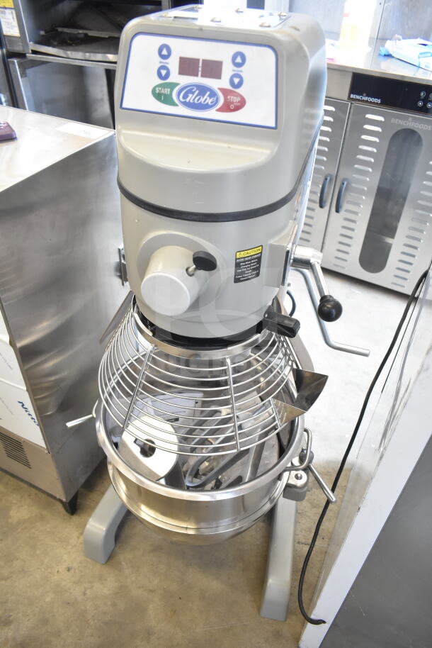 2025 Globe SP30 30-Quart Planetary Dough Mixer with bowl, guard, dough hook, paddle, whisk. Model SP30, 115V, 1 Phase.