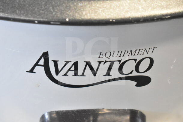 Avantco 177RCB60 electric rice cooker, 60-cup capacity, removable lid, 120V, shown with Avantco logo on exterior.