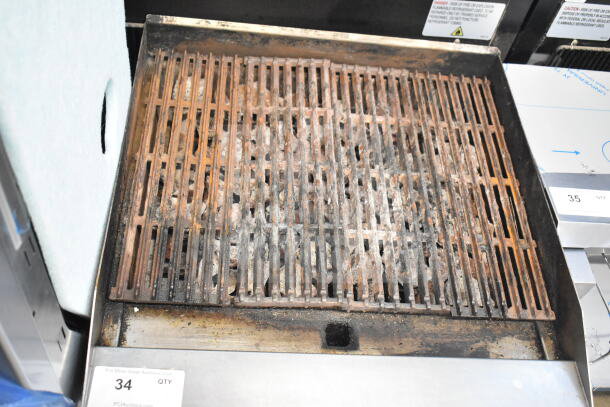 Vollrath commercial countertop gas charbroiler grill with rusted grates, showing natural wear. Auction tag visible with item number 34.