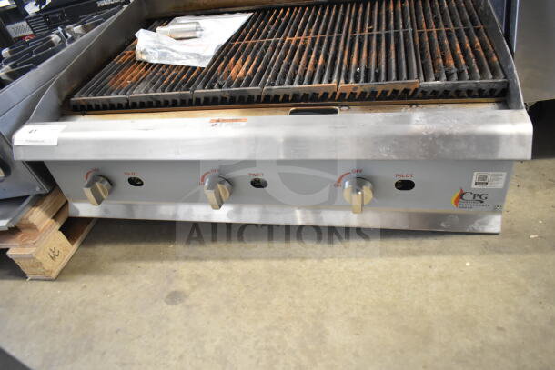 2025 Cooking Performance Group 351CRCPG36NL 36" natural gas countertop radiant charbroiler, 120,000 BTU, used condition.
