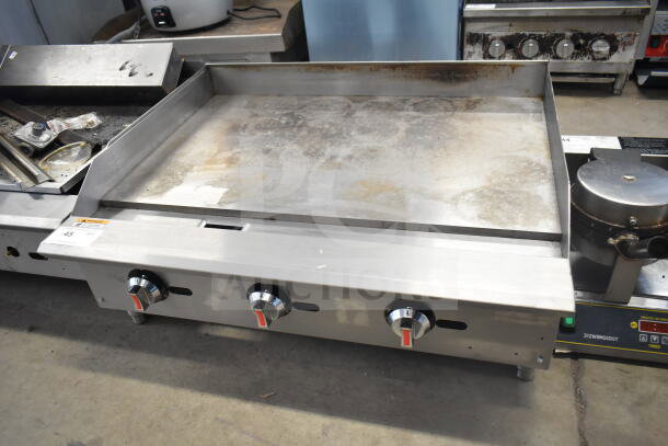 2025 Vesta C36TGG Commercial Countertop Natural Gas Griddle, 90,000 BTU, stainless steel, with visible condition wear.