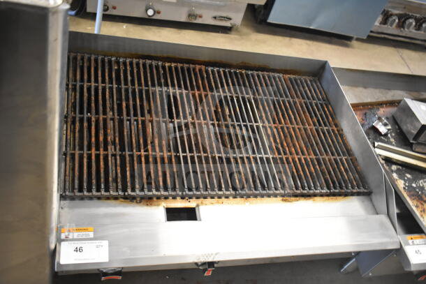 2025 Vesta C36CB-SR commercial countertop natural gas charbroiler grill, 105,000 BTU, visible wear on grates.