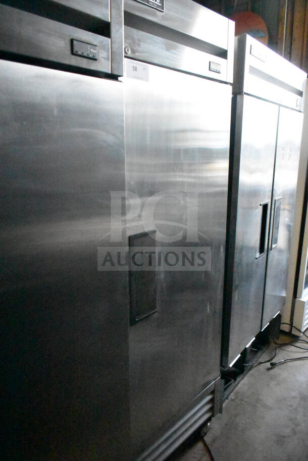 2021 True T-19F-HC commercial single door freezer, stainless steel, on casters, 115V, 1 phase, good condition.