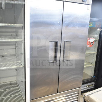 2024 True T-35-HC Commercial 2 Door Reach In Cooler, stainless steel, 115 volts, 1 phase, excellent condition.