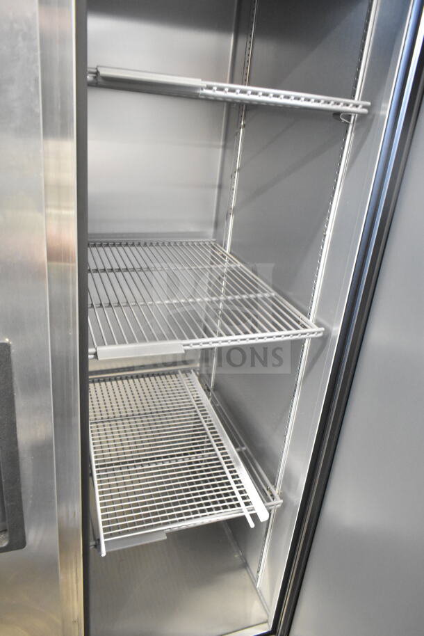 2024 True T-35-HC commercial 2-door reach-in cooler, stainless steel, 115 volts, 1 phase, adjustable shelving.