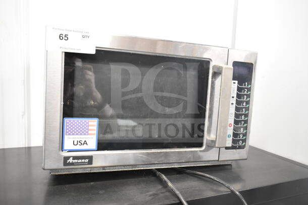 2022 Amana RCS10TS Commercial Microwave Oven, 120 Volts, 1 Phase, stainless steel, keypad controls, good condition.