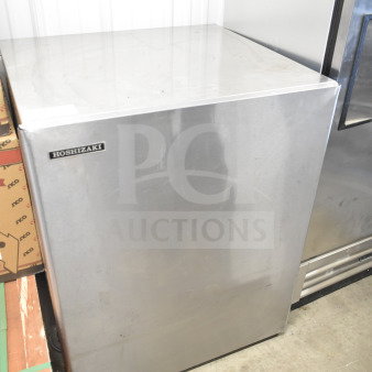 Hoshizaki Commercial Ice Machine Head, stainless steel, gently used, visible Hoshizaki logo, professional-grade.