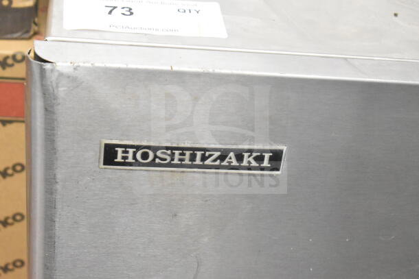 Hoshizaki Commercial Ice Machine Head, stainless steel, visible label, used condition, auction tag on top.