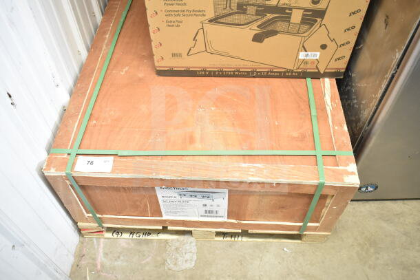 Brand new Spectrum NGHP-6 36" gas hotplate with 6 burners, manual controls, convertible, in original packaging.