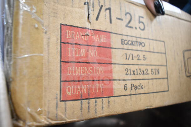 Box for EggKitPro cookware set, item no. 1/1-2.5, dimensions 21x13x2.5 inches, quantity 6 pack.