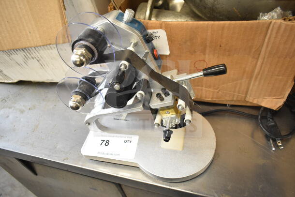 DY-8 Direct Heat Coding Machine, 110 Volts, 1 Phase. Model DY-8 with a sturdy metal base and visible control lever.