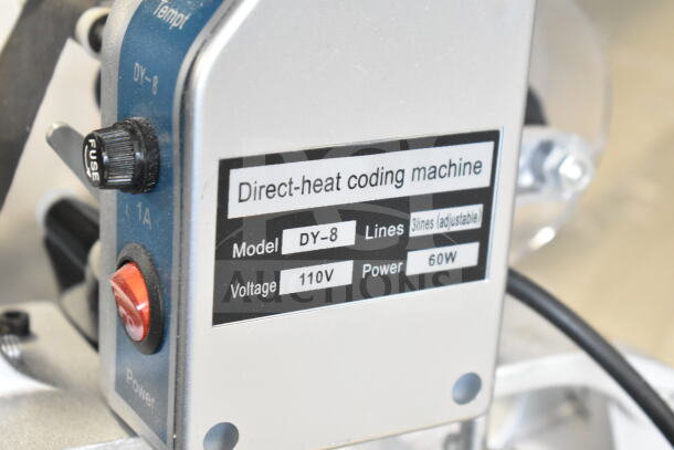 DY-8 Direct Heat Coding Machine, 110V, 60W, 1 Phase, adjustable lines, good condition.
