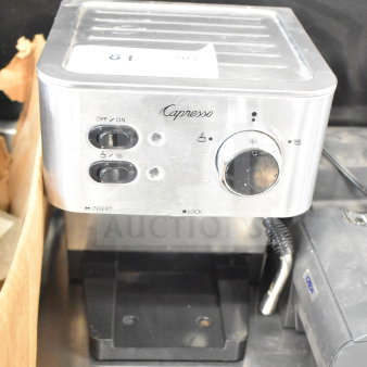Jura 118 espresso machine with steam wand, countertop model, 120V, 1 phase. Features off/on dial.