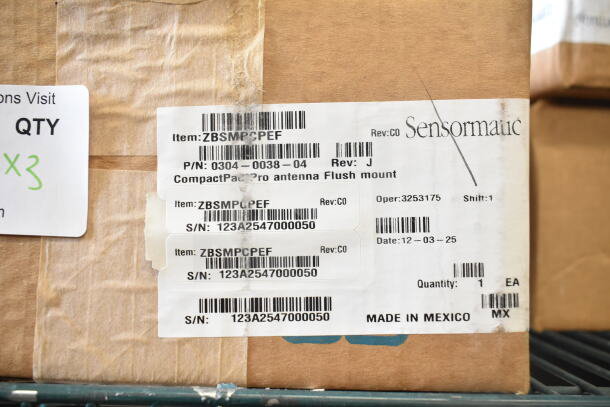 Sensormatic ZBSMPCPEF Compact Pad Pro FM ANT, new in box, part number 0304-0038-04, made in Mexico, bid x3.