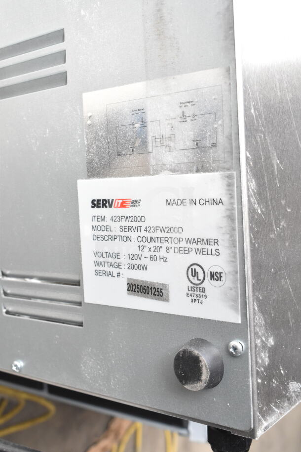 Brand new ServIt 423FW200D dual well electric food warmer, 12" x 20", digital controls, 120V, 2000W, scratch and dent.