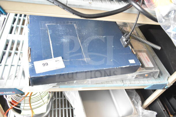 Brand new Waterloo 750FD4126 faucet with 12" gooseneck spout, 4" centers. Scratch and dent condition shown in box.