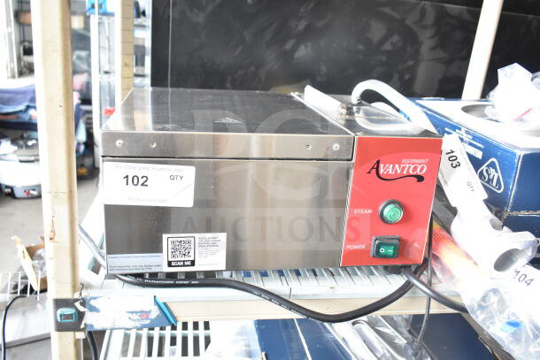 Brand new Avantco 177QS1800SS stainless steel countertop tortilla steamer, 120V, 1 phase, scratch and dent condition.